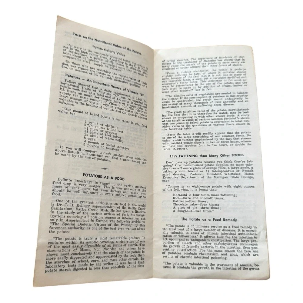 Pennsylvania Potato Institute 1950s Potato Recipe And‎ Informational Pamphlet